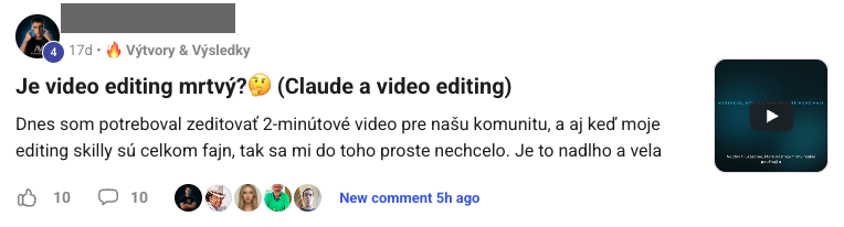 Příspěvek člena komunity