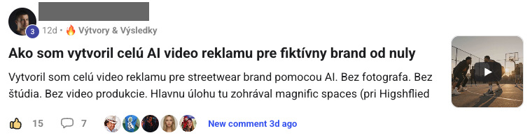 Příspěvek člena komunity